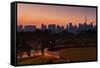 A Couple Watch the Sunset in Praca Do Por Do Sol, Sunset Square, in Sao Paulo-Alex Saberi-Framed Stretched Canvas