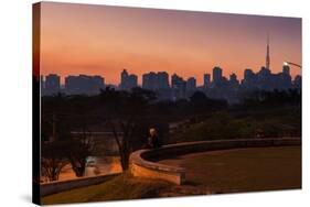 A Couple Watch the Sunset in Praca Do Por Do Sol, Sunset Square, in Sao Paulo-Alex Saberi-Stretched Canvas