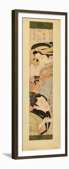 A Courtesan Looking Down at a Man Holding a Pipe in His Hands-Kikukawa Eizan-Framed Premium Giclee Print