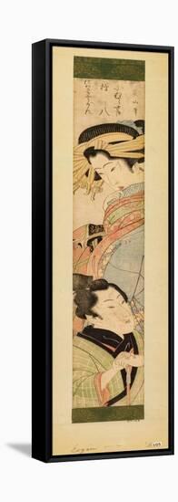 A Courtesan Looking Down at a Man Holding a Pipe in His Hands-Kikukawa Eizan-Framed Stretched Canvas