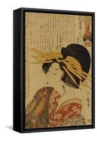 A Courtesan Raising Her Sleeve-Kitagawa Utamaro-Framed Stretched Canvas