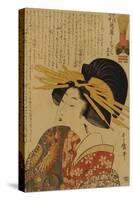 A Courtesan Raising Her Sleeve-Kitagawa Utamaro-Stretched Canvas