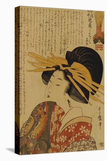 A Courtesan Raising Her Sleeve-Kitagawa Utamaro-Stretched Canvas