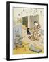 A Courtesan Seated on a Veranda Brushing Her Teeth and Pensively Looking at Flowering Morning Glory-Harunobu-Framed Giclee Print