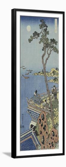 A Courtier on the Balcony of a Chinese Pavilion Looking in the Distance on a Moonlit Night-Katsushika Hokusai-Framed Giclee Print