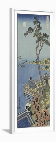 A Courtier on the Balcony of a Chinese Pavilion Looking in the Distance on a Moonlit Night-Katsushika Hokusai-Framed Giclee Print