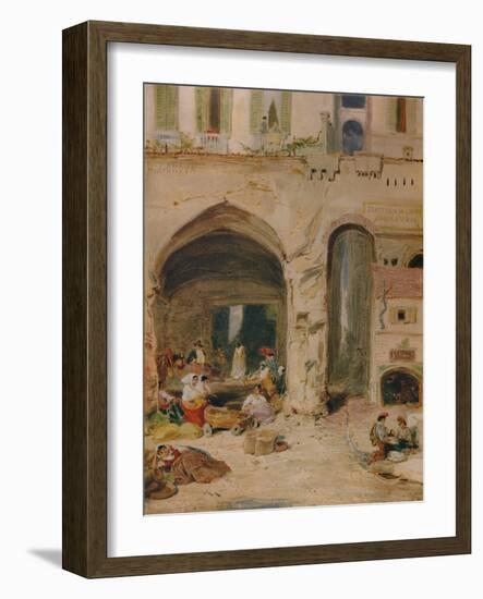 'A Courtyard in Genoa', c1850, (1935)-James Holland-Framed Giclee Print