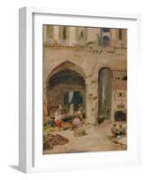 'A Courtyard in Genoa', c1850, (1935)-James Holland-Framed Giclee Print