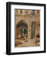 'A Courtyard in Genoa', c1850, (1935)-James Holland-Framed Giclee Print