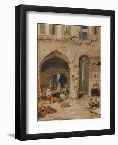 'A Courtyard in Genoa', c1850, (1935)-James Holland-Framed Giclee Print