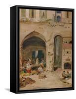 'A Courtyard in Genoa', c1850, (1935)-James Holland-Framed Stretched Canvas