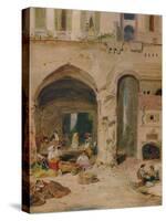 'A Courtyard in Genoa', c1850, (1935)-James Holland-Stretched Canvas