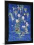 A Cover of Blue Satin, Embroidered in Floss Silks with Pheasants and Chrysanthemums, Beneath a…-null-Mounted Giclee Print