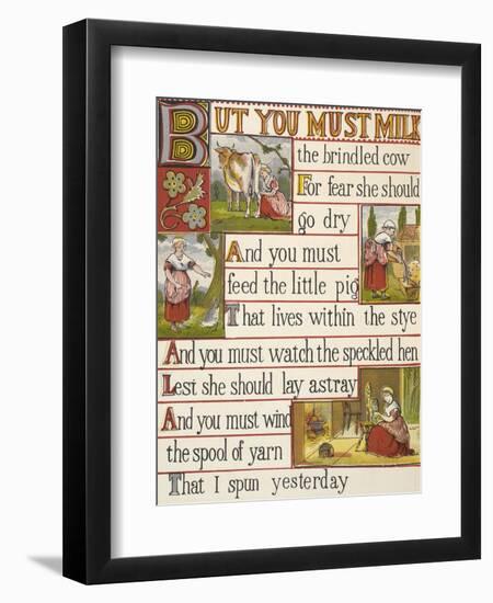 A Cow Being Milked by a Maid. a Nursery Rhyme.-null-Framed Premium Giclee Print