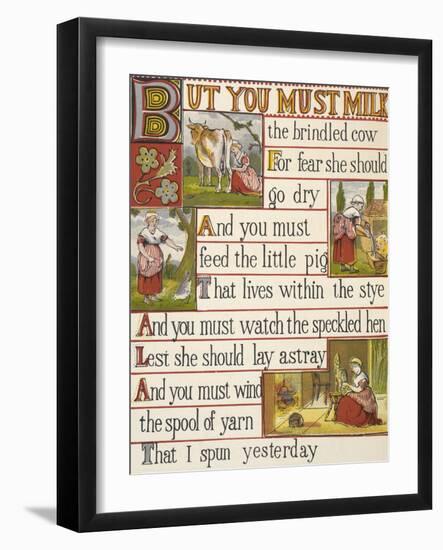 A Cow Being Milked by a Maid. a Nursery Rhyme.-null-Framed Giclee Print