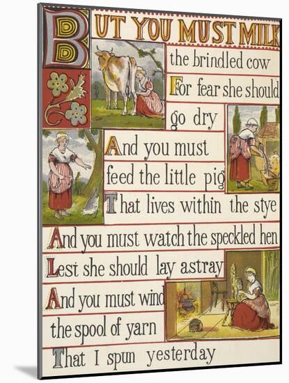 A Cow Being Milked by a Maid. a Nursery Rhyme.-null-Mounted Giclee Print