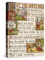 A Cow Being Milked by a Maid. a Nursery Rhyme.-null-Stretched Canvas