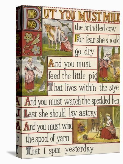 A Cow Being Milked by a Maid. a Nursery Rhyme.-null-Stretched Canvas