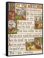 A Cow Being Milked by a Maid. a Nursery Rhyme.-null-Framed Stretched Canvas