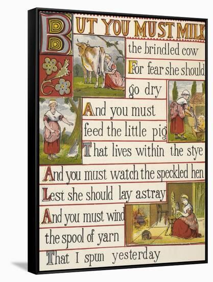 A Cow Being Milked by a Maid. a Nursery Rhyme.-null-Framed Stretched Canvas