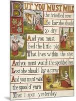 A Cow Being Milked by a Maid. a Nursery Rhyme.-null-Mounted Giclee Print