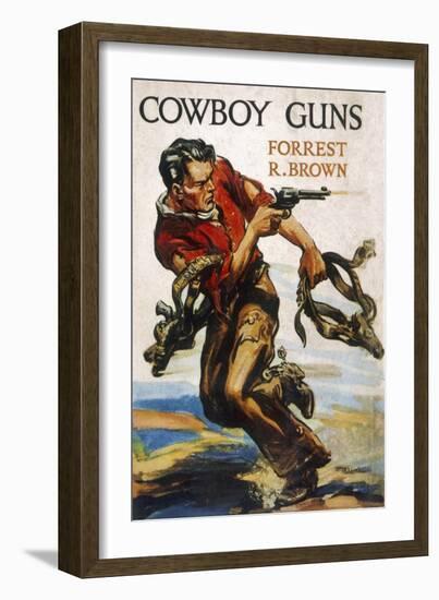 A Cowboy on Foot Shoots Back at His Pursuers-null-Framed Art Print