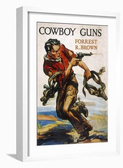 A Cowboy on Foot Shoots Back at His Pursuers-null-Framed Art Print