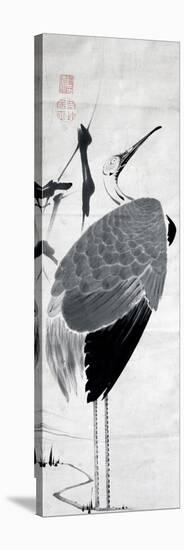 A Cranes Sumi on Paper 1-Jakuchu Ito-Stretched Canvas