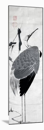A Cranes Sumi on Paper 1-Jakuchu Ito-Mounted Giclee Print