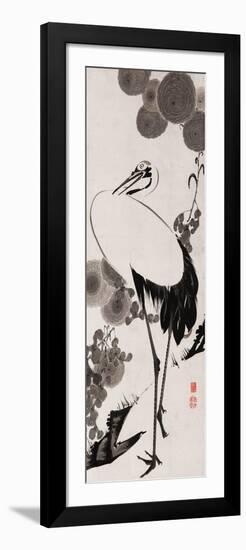 A Cranes Sumi on Paper 2-Jakuchu Ito-Framed Giclee Print