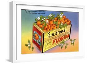 A Crate of Oranges From Florida-null-Framed Art Print