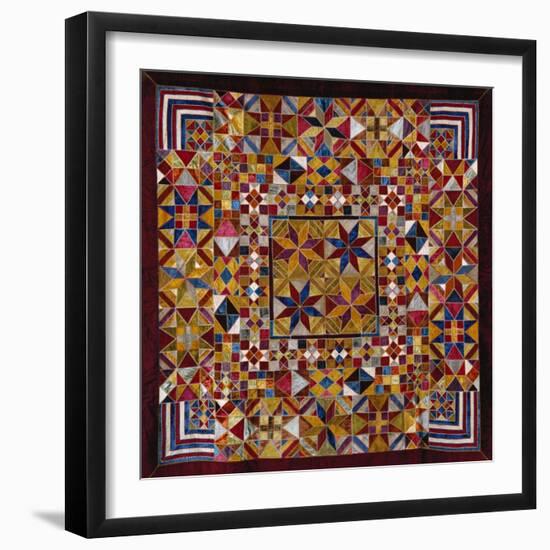 A Crazy Quilt Pattern Coverlet, 1880-1890-null-Framed Premium Giclee Print