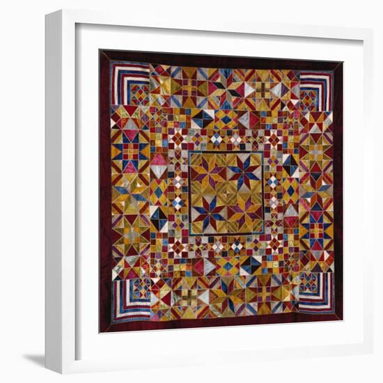 A Crazy Quilt Pattern Coverlet, 1880-1890-null-Framed Giclee Print