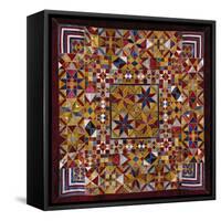 A Crazy Quilt Pattern Coverlet, 1880-1890-null-Framed Stretched Canvas