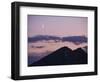 A Crescent Moon Rises over Clouds and Mountains at Twilight in Glacier Peak Wilderness, Washington.-Ethan Welty-Framed Photographic Print