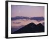 A Crescent Moon Rises over Clouds and Mountains at Twilight in Glacier Peak Wilderness, Washington.-Ethan Welty-Framed Photographic Print