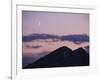 A Crescent Moon Rises over Clouds and Mountains at Twilight in Glacier Peak Wilderness, Washington.-Ethan Welty-Framed Photographic Print