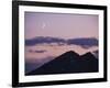 A Crescent Moon Rises over Clouds and Mountains at Twilight in Glacier Peak Wilderness, Washington.-Ethan Welty-Framed Photographic Print