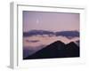 A Crescent Moon Rises over Clouds and Mountains at Twilight in Glacier Peak Wilderness, Washington.-Ethan Welty-Framed Photographic Print