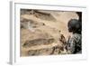 A Crew Chief Monitors the Surroundings from a Sa 330 Puma Helicopter-null-Framed Photographic Print