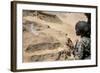 A Crew Chief Monitors the Surroundings from a Sa 330 Puma Helicopter-null-Framed Photographic Print