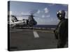 A Crew Chief Watches a CH-46E Sea Knight Helicopter Aboard USS Makin Island-Stocktrek Images-Stretched Canvas