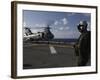 A Crew Chief Watches a CH-46E Sea Knight Helicopter Aboard USS Makin Island-Stocktrek Images-Framed Photographic Print