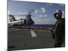 A Crew Chief Watches a CH-46E Sea Knight Helicopter Aboard USS Makin Island-Stocktrek Images-Mounted Photographic Print