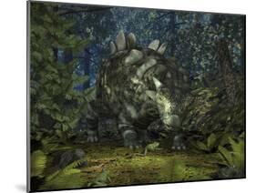 A Crichtonsaurus Crosses Paths with a Pair of Frogs Within a Cretaceous Forest-Stocktrek Images-Mounted Photographic Print
