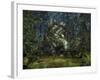 A Crichtonsaurus Crosses Paths with a Pair of Frogs Within a Cretaceous Forest-Stocktrek Images-Framed Photographic Print