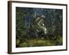 A Crichtonsaurus Crosses Paths with a Pair of Frogs Within a Cretaceous Forest-Stocktrek Images-Framed Photographic Print