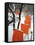 A Cross Country Skier Slides Through a Section of the Gates-null-Framed Stretched Canvas