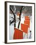 A Cross Country Skier Slides Through a Section of the Gates-null-Framed Premium Photographic Print