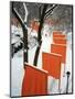 A Cross Country Skier Slides Through a Section of the Gates-null-Mounted Premium Photographic Print